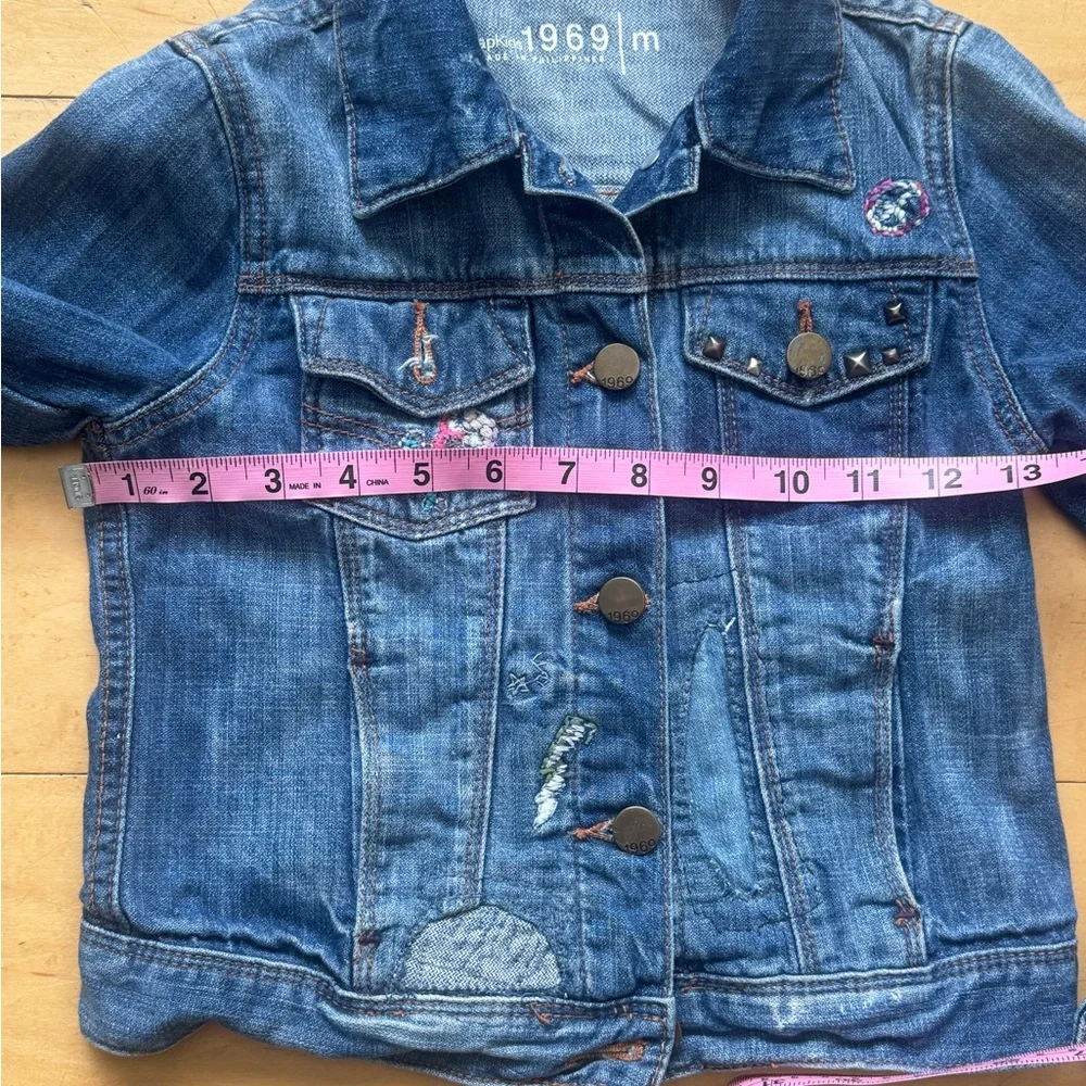 Gap Kids 1969 Denim Embroidered Boho Guitar Button Jean Jacket‎ | Sz M, retro